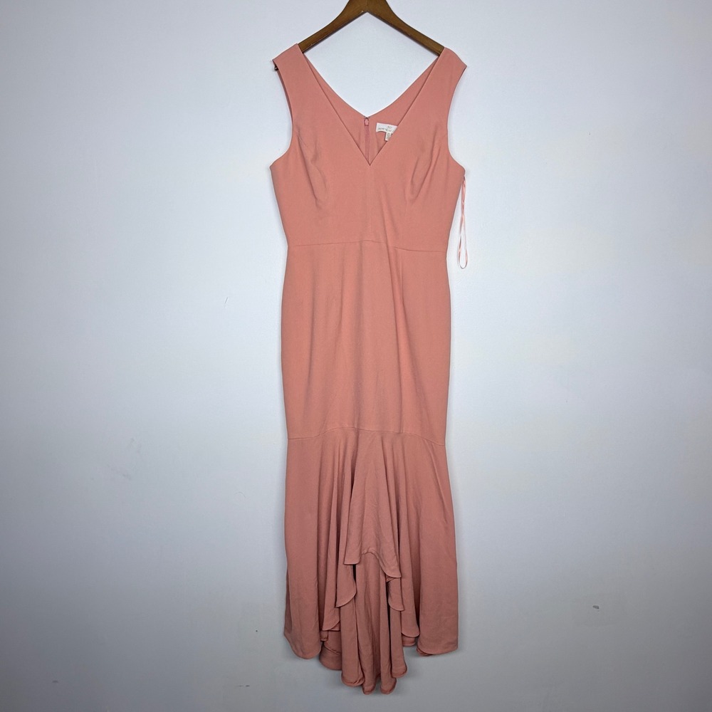 Dress The Population Coral Pink V-Neck High-Low Mermaid Gown XXL Formal Dress